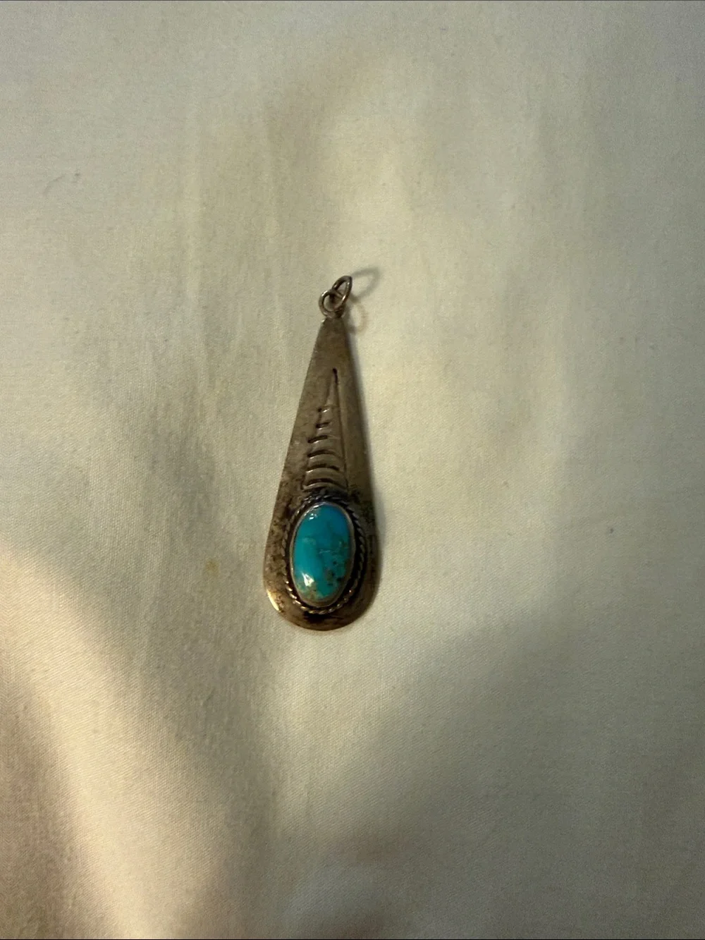 Turquoise Teardrop Silver Pendant Necklace